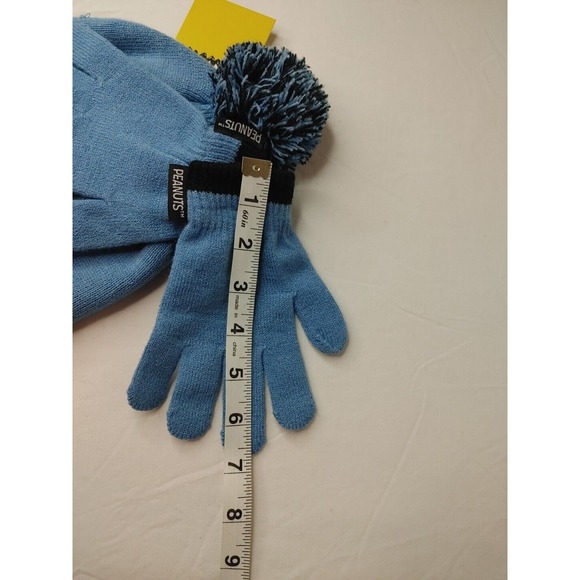 Children's Youth Kids Snoopy Woodstock Pom Pom Beanie Hat Cap & Mittens New Knit - Picture 8 of 9